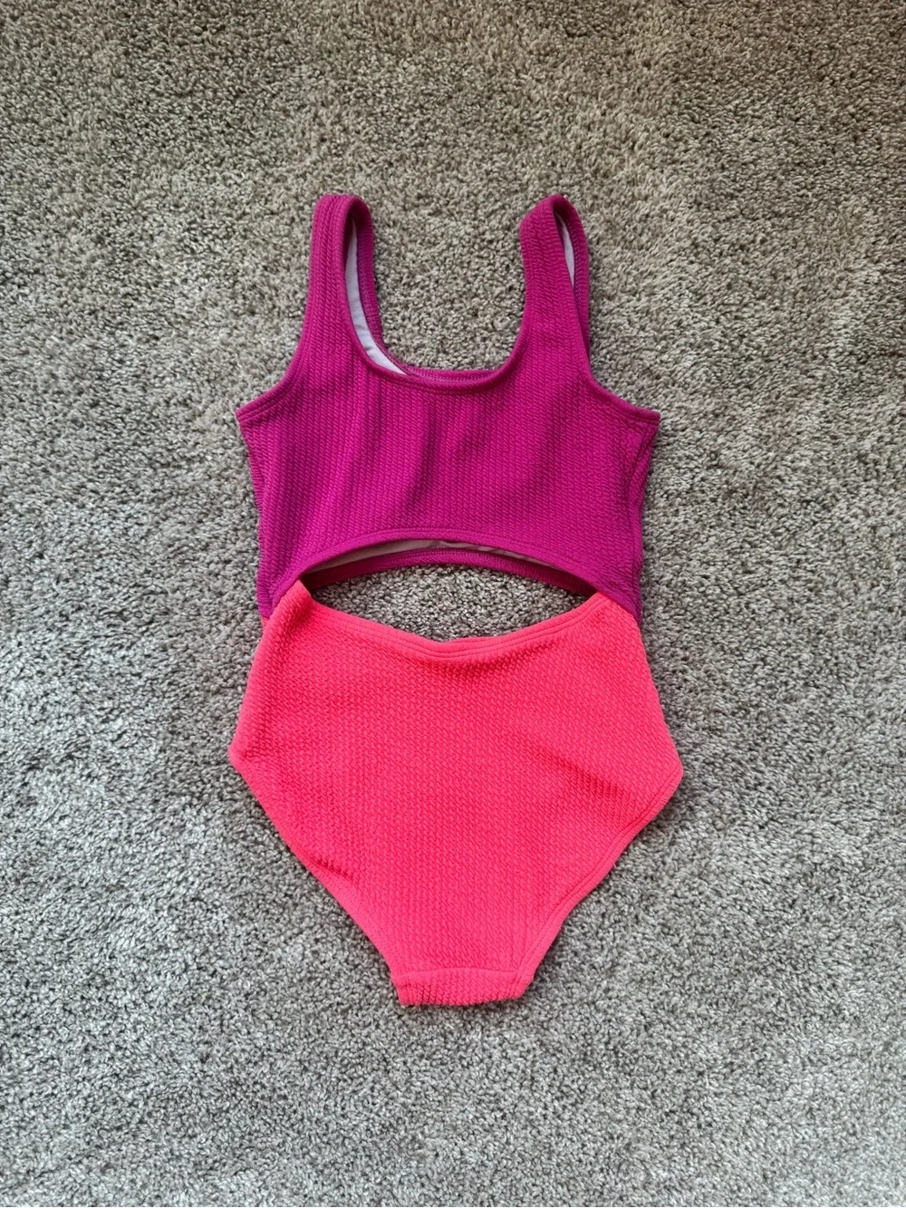 Old Navy Girls Color Block Cutout One Piece Swimsuit Textured Swm Size Small 6/7